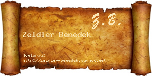 Zeidler Benedek névjegykártya
